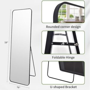 #XM 02-01 Slim Black Rectangular Standing Mirror - 16" x 59"