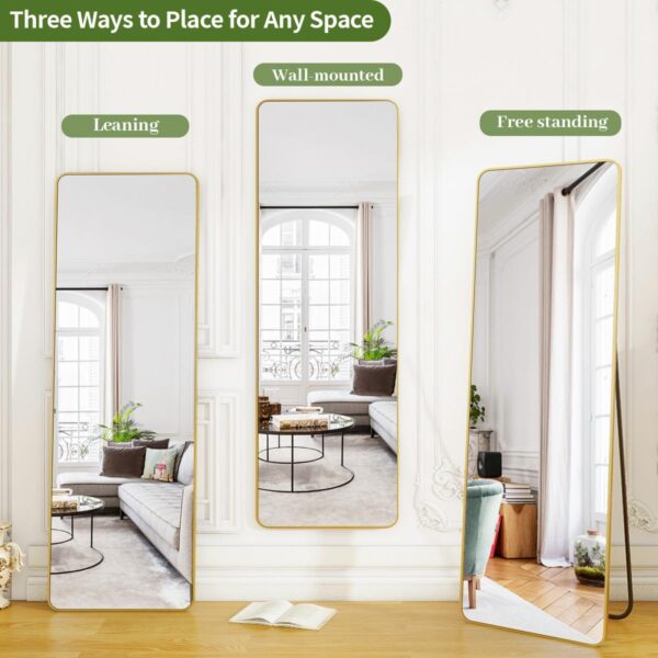 #XM 02-01 Slim Gold Rectangular Standing Mirror - 16" x 59" - Image 2