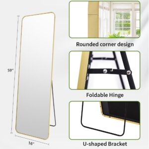 #XM 02-01 Slim Gold Rectangular Standing Mirror - 16" x 59"