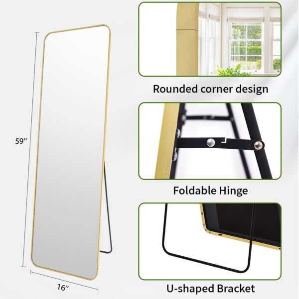 #XM 02-01 Slim Gold Rectangular Standing Mirror - 16" x 59"