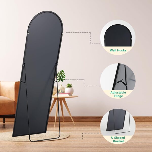 #XM 02-02 Slim Black Arched Standing Mirror - 16" x 59 - Image 4