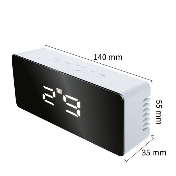 #XP 01-01 White Plastic LED Mirror Alarm Clock - Image 7