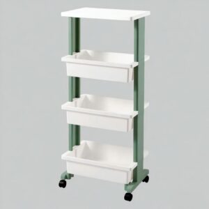 #ZT 06-02 White & Green 4 Tier Plastic Cart