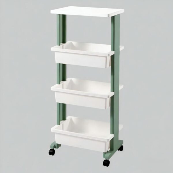 #ZT 06-02 White & Green 4 Tier Plastic Cart