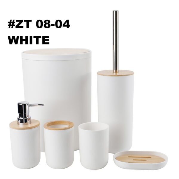 #ZT 08-04 Plastic 6PC Bathroom Accessory Set - with Bamboo Lids