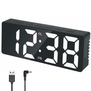 #JT 02-08 Black Plastic LED Alarm Clock - White Text Display