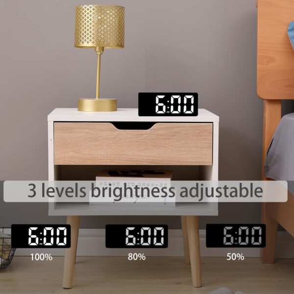 #JT 02-08 Black Plastic LED Alarm Clock - White Text Display - Image 3