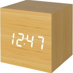#SH 01-51 Mini Bamboo Cube Digital Alarm Clock