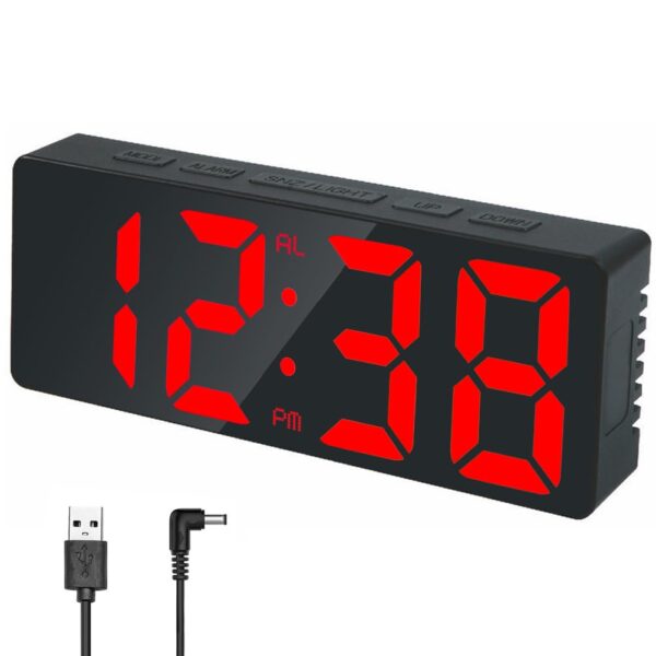 #SH 01-53 Black Plastic LED Alarm Clock - Red Text Display