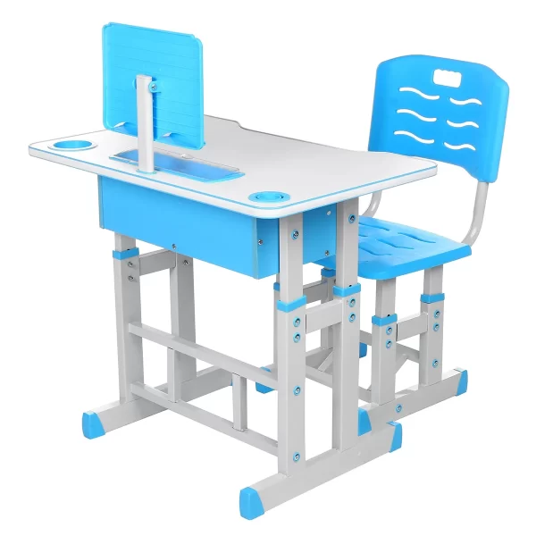 #SH 01-54 Blue Kids Desk & Chair Set - Image 2