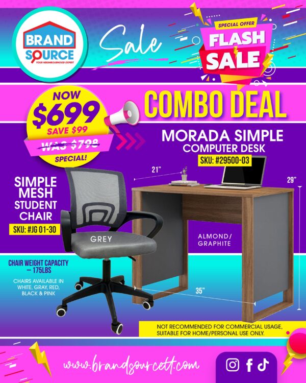 Combo Deal: Simple Morada Desk & Simple Mesh Student Chair - Image 2