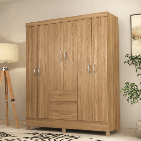 Flash 6 Door Wardrobe - Almond Finish