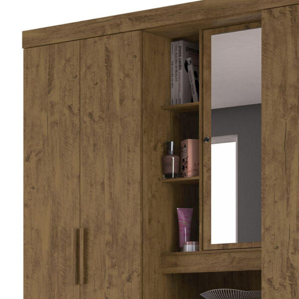 Eldorado 5 Door Wardrobe with Mirror - Brown - Image 3