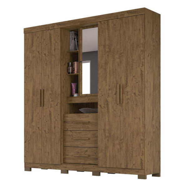 Eldorado 5 Door Wardrobe with Mirror - Brown - Image 2