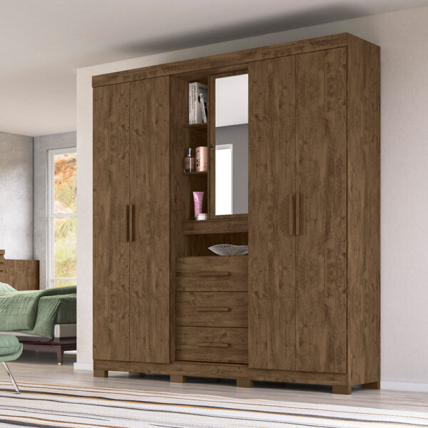Eldorado 5 Door Wardrobe with Mirror - Brown