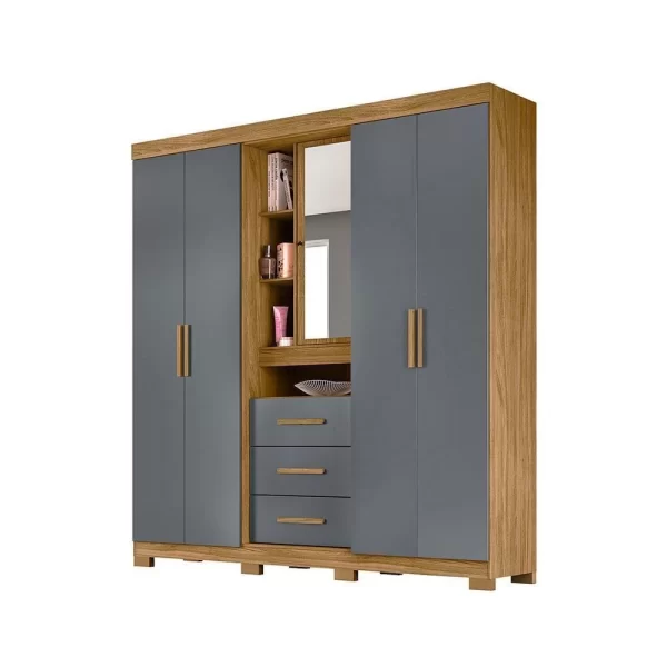 Eldorado 5 Door Wardrobe with Mirror - Freijo/Gray - Image 2