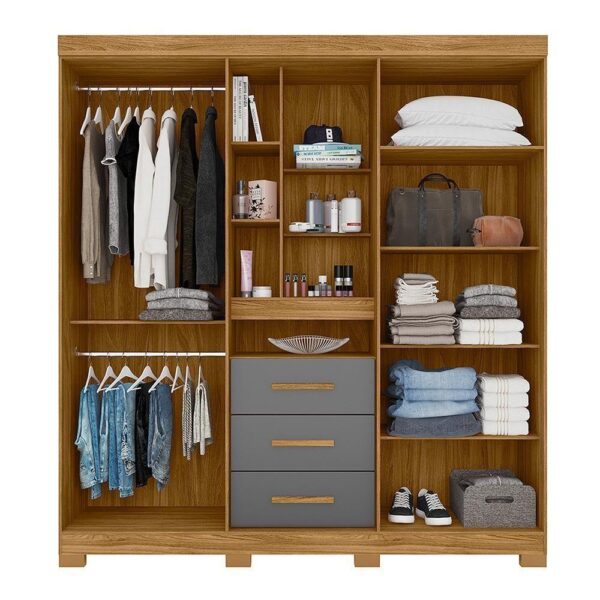 Eldorado 5 Door Wardrobe with Mirror - Freijo/Gray - Image 3
