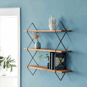 #JT 09-32 3 Tier Floating Shelf - Black Frame