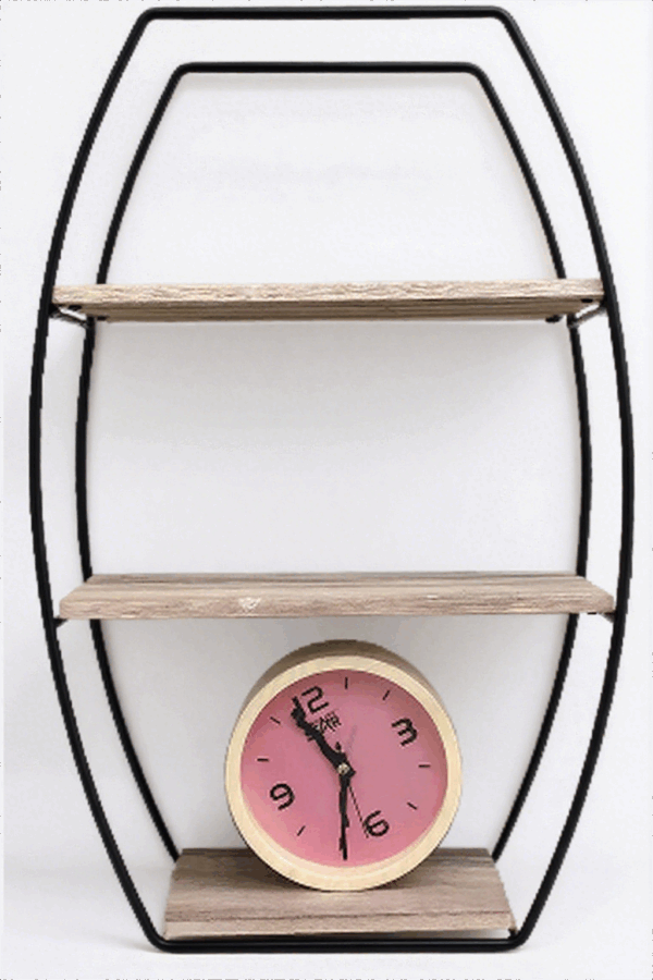 #JT 09-35 3 Tier Floating Shelf - Black Frame - Image 2