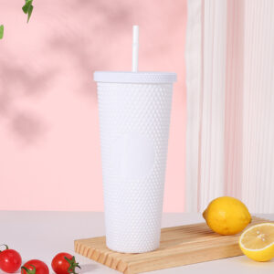 #JT 10-05 8PCS White 32oz Studded Plastic Cup Set
