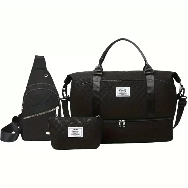 #LW 02-07 Black 3PC Travel Bag Set