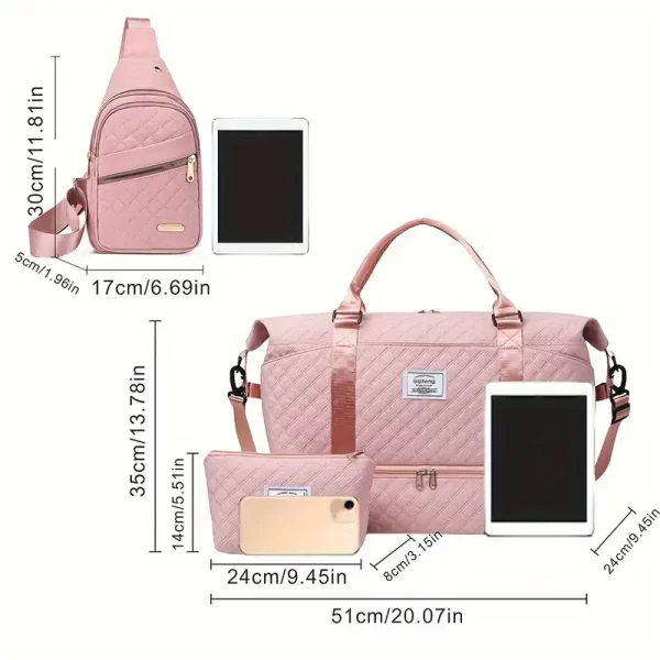 #LW 02-06 Pink 3PC Travel Bag Set - Image 4