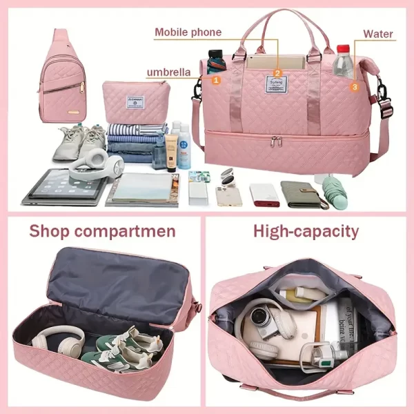 #LW 02-06 Pink 3PC Travel Bag Set - Image 2