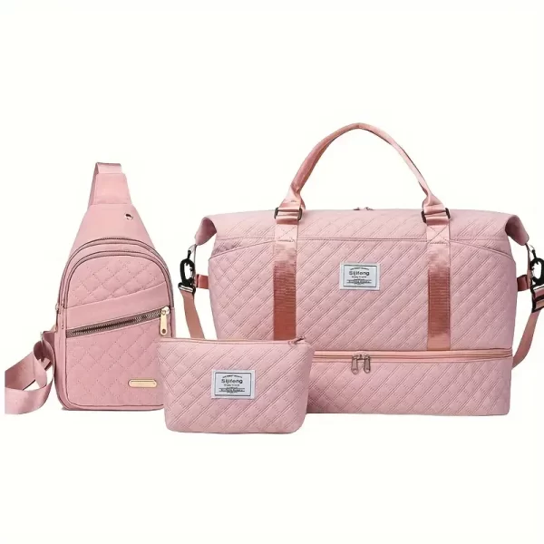 #LW 02-06 Pink 3PC Travel Bag Set