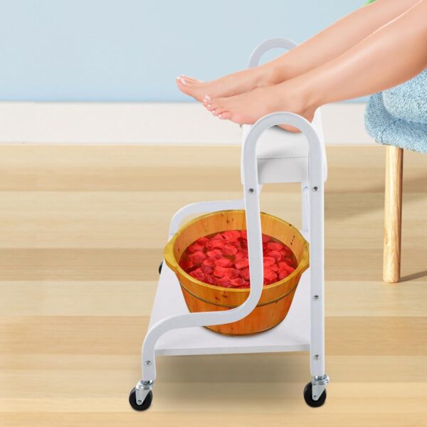 #QZ 01-27 White Mobile Pedi Foot Rest Stand - Image 2