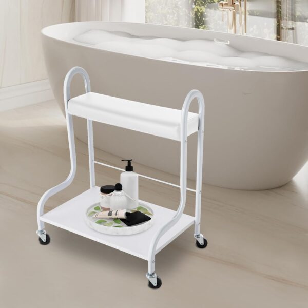 #QZ 01-27 White Mobile Pedi Foot Rest Stand