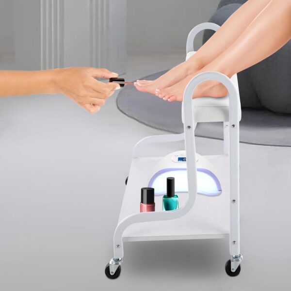 #QZ 01-27 White Mobile Pedi Foot Rest Stand - Image 3