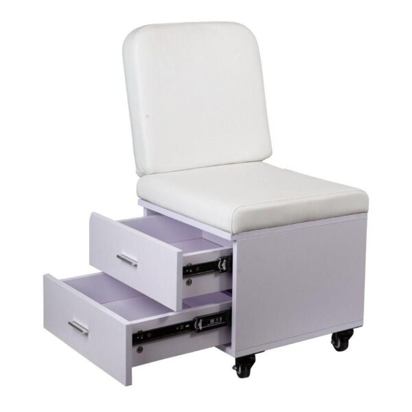 #QZ 01-28 White Mobile Salon Chair with 2 Drawers - Image 2