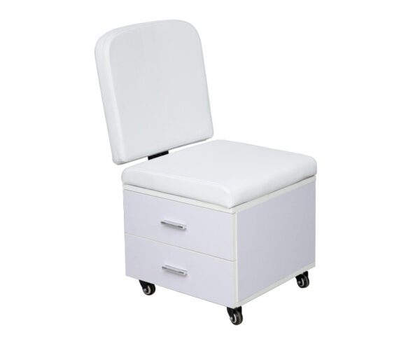 #QZ 01-28 White Mobile Salon Chair with 2 Drawers