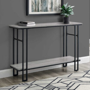 #QZ 02-29 Grey & Black Metal & Wood Console Table