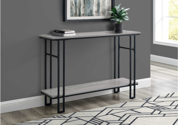 #QZ 02-29 Grey & Black Metal & Wood Console Table