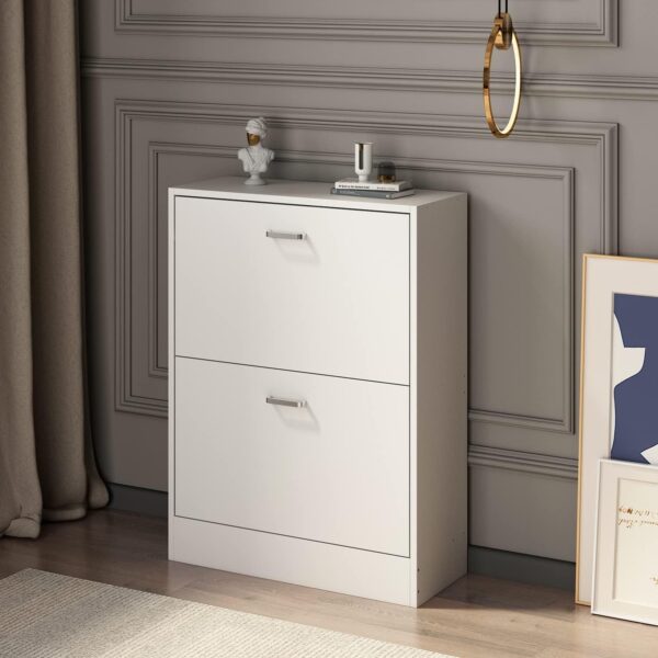 #SK 03-01 White Grey 2 Door Shoe Cabinet