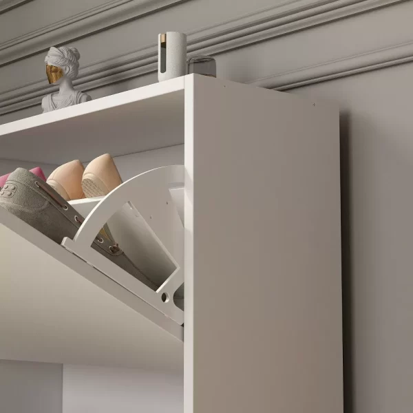 #SK 03-01 White Grey 2 Door Shoe Cabinet - Image 3