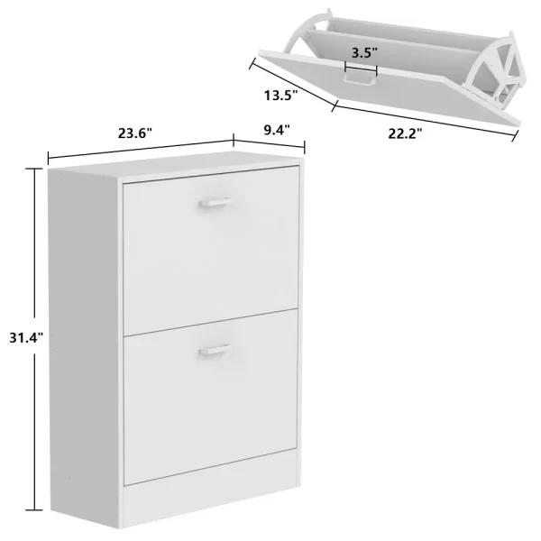 #SK 03-01 White Grey 2 Door Shoe Cabinet - Image 2