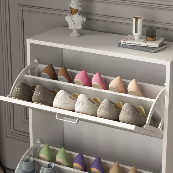 #SK 03-01 White Grey 2 Door Shoe Cabinet - Image 4