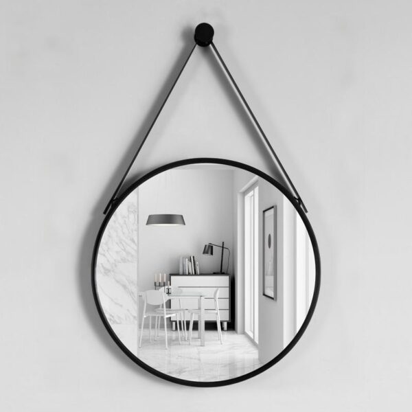 #SV 01-55/56 12.5" Round Wall Hanging Mirror with Strap - Image 2