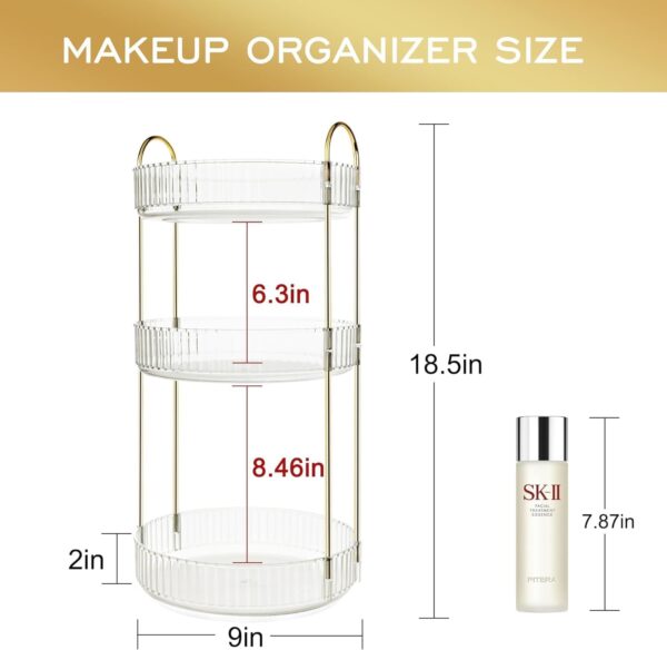 #QW 01-07 Acrylic 360 Degree Rotating 3 Tier Counter Organizer - Image 9