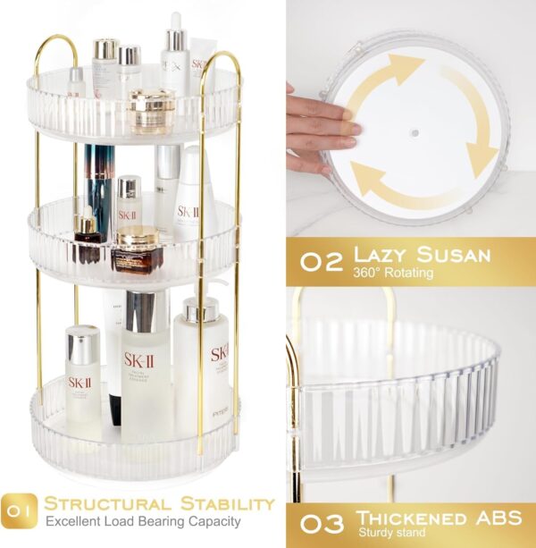 #QW 01-07 Acrylic 360 Degree Rotating 3 Tier Counter Organizer - Image 7