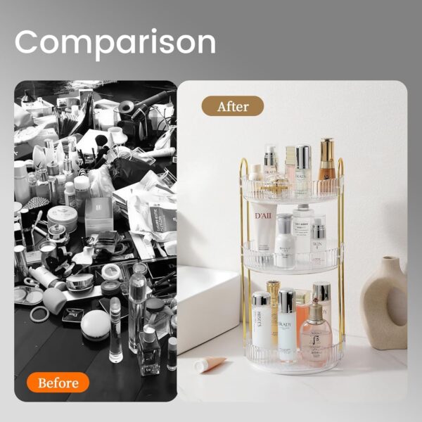 #QW 01-07 Acrylic 360 Degree Rotating 3 Tier Counter Organizer - Image 6
