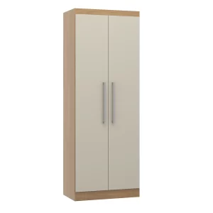#6005.129 Slim & Tall 2 Door Wardrobe - Dakar Oak/Champagne Finish