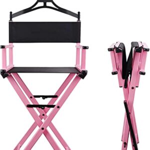 #QZ 01-03 Portable Folding Makeup/Director's Chair with Headrest - Pink