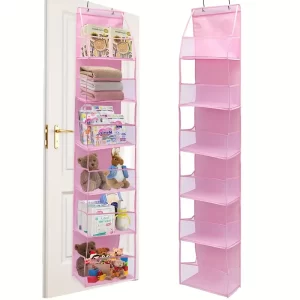 #YS 01-19 Pink 6 Tier Fabric Door Hanging Storage Bag