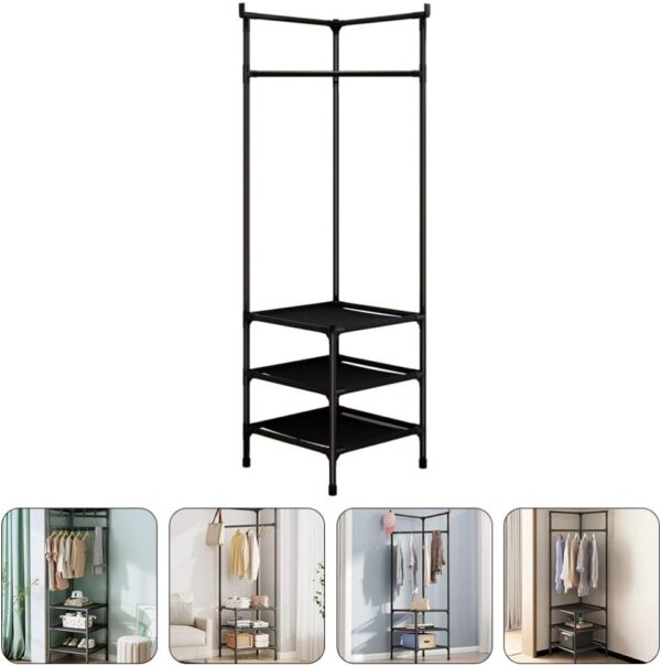 #ZT 01-07 Black Plastic Corner Clothing Rack - Image 4