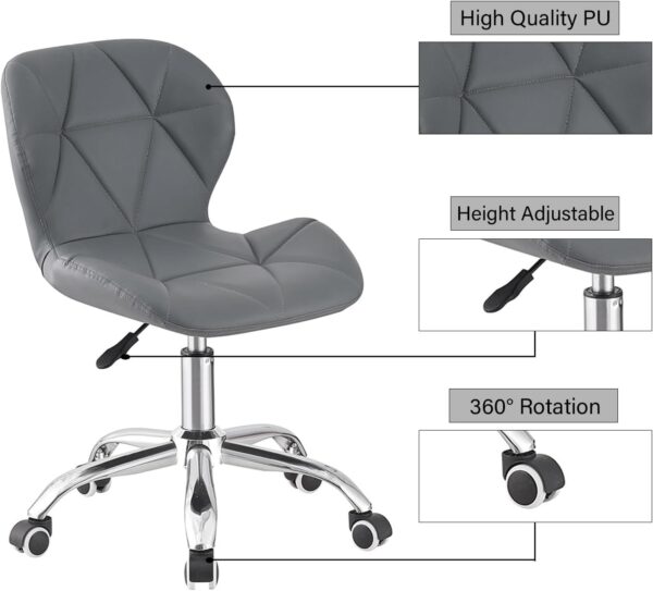 #CH 08-03B Leatherette Rolling Chair - Gray - Image 4