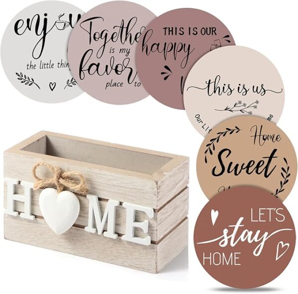 6PC Wooden Drink Coaster Set with Holder - Image 6