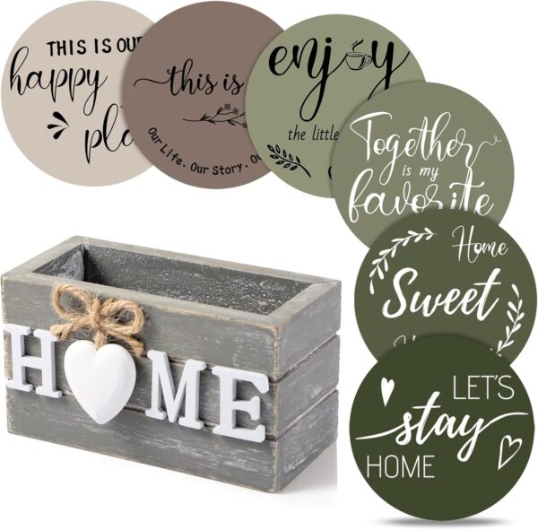 6PC Wooden Drink Coaster Set with Holder - Image 8